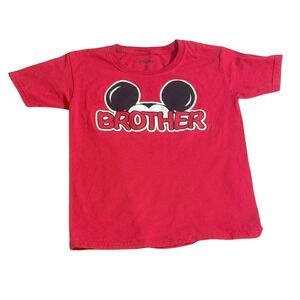 Disney Mickey Mouse Brother Red‎ Graphic T Shirt Kids Size S 6 7